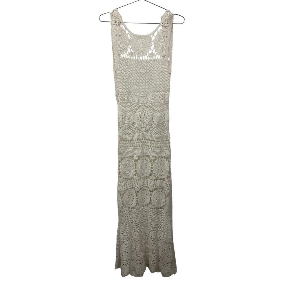 Miss June Cotton Crochet Keyhole Back Angel Long Maxi Dress White Women's Size 1 - Picture 3 of 10